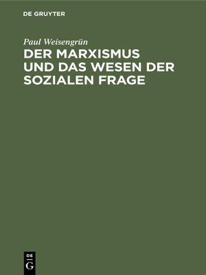 cover image of Der Marxismus und das Wesen der sozialen Frage